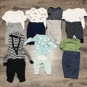 Baby Clothing Set with Stripes and Patterns